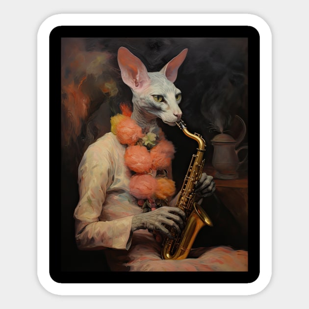 Saxophonic Feline Serenade Sticker by zinchik